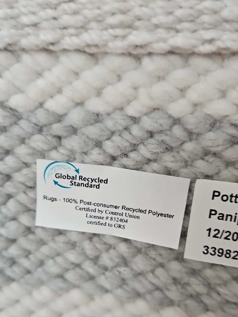 Pottery Barn NWT Delphina Neutral Gray White Handwoven Indoor/Outdoor Rug